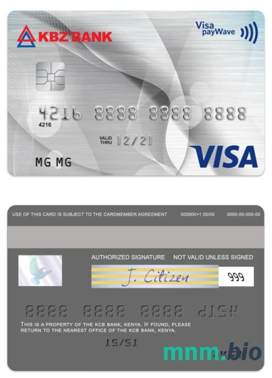 Myanmar KBZ Bank MPU visa credit karta przykład w formacie PSD